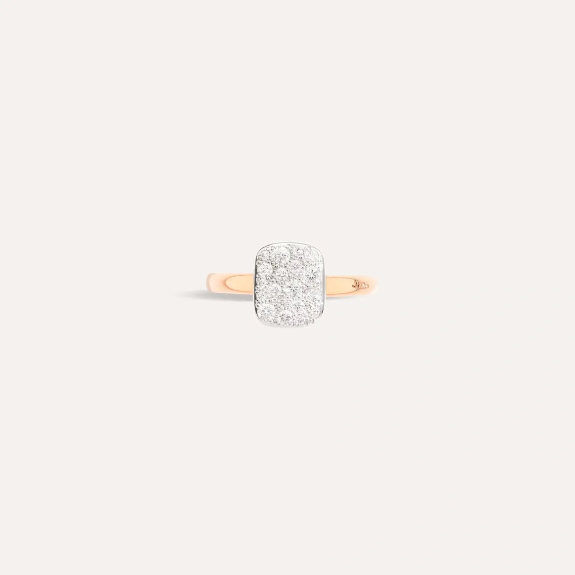 Pomellato Sabbia Rectangular Ring in 18k Rose Gold with Diamonds - Orsini Jewellers