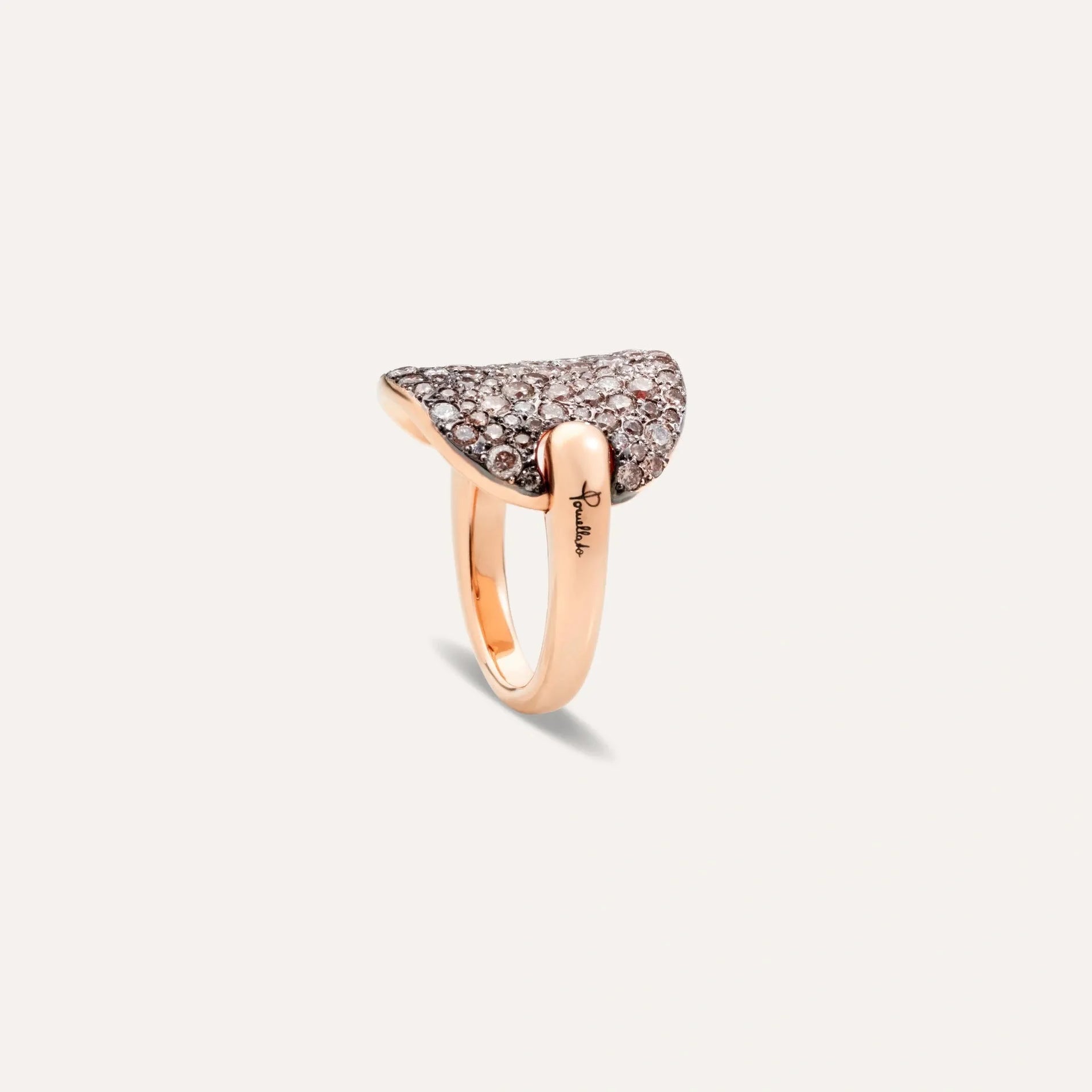 Pomellato Sabbia Ring in 18k Rose Gold with Brown and White Diamonds - Orsini Jewellers