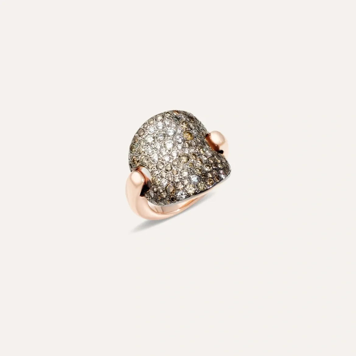 Pomellato Sabbia Ring in 18k Rose Gold with Brown and White Diamonds - Orsini Jewellers