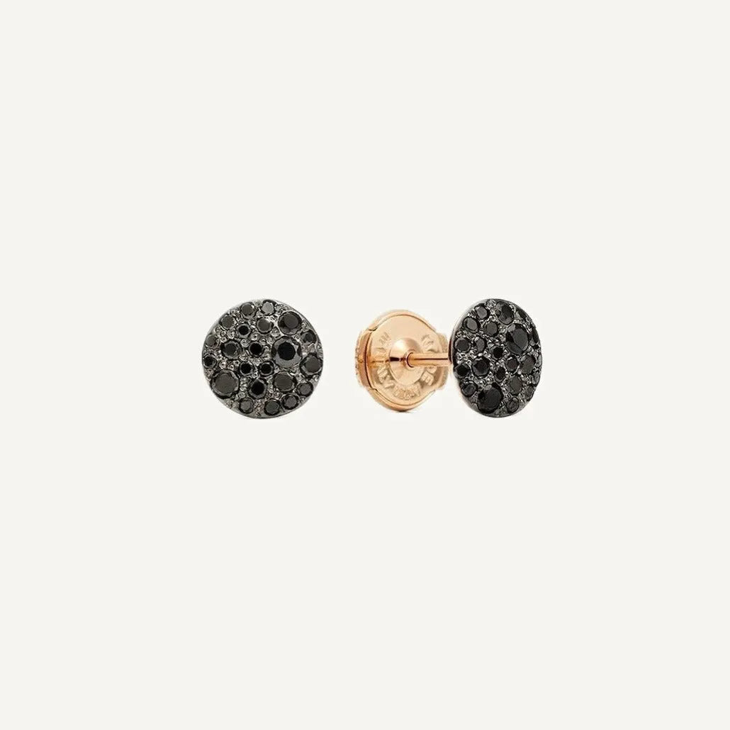 Pomellato Sabbia Stud Earrings in 18k Rose Gold with Black Diamonds - Orsini Jewellers