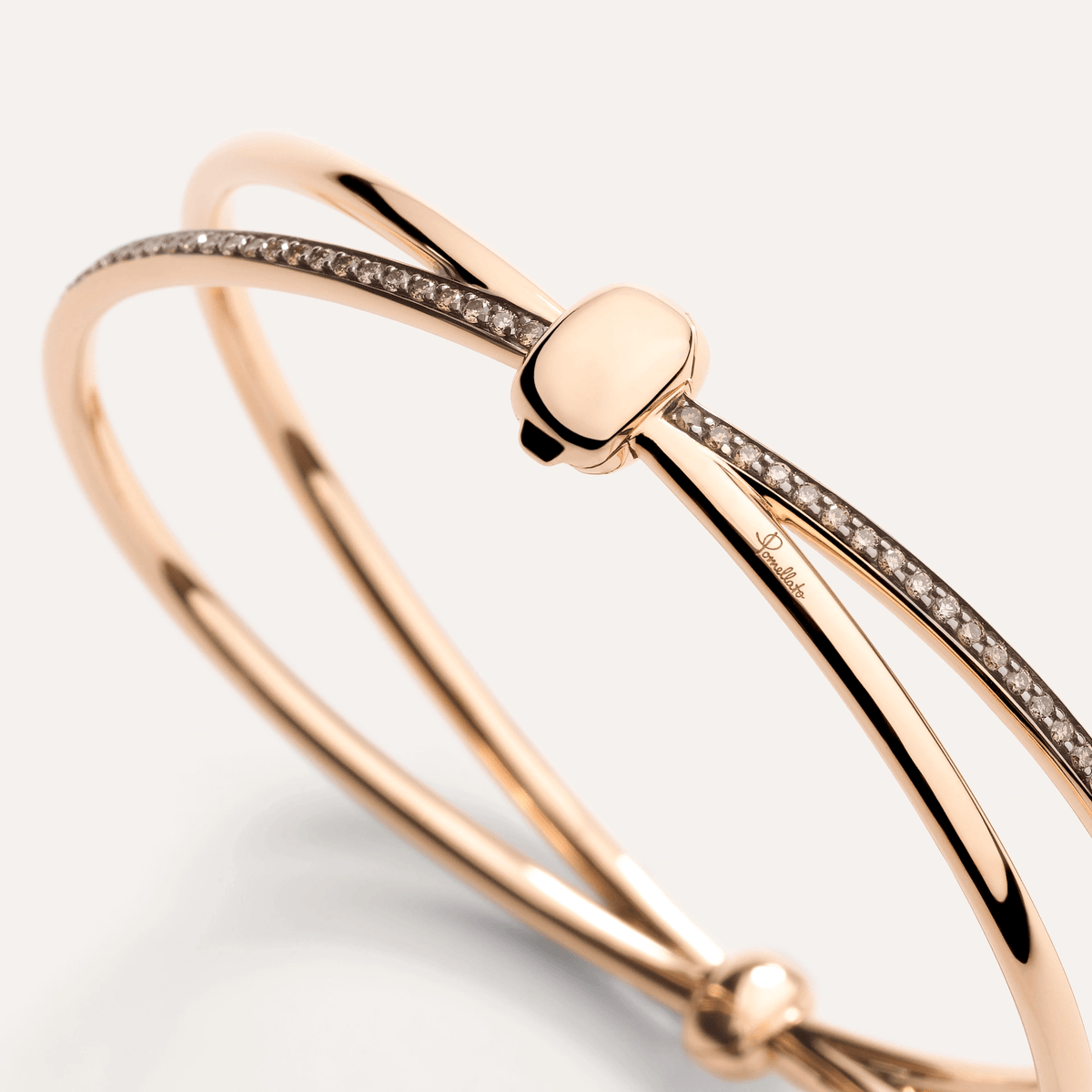 Pomellato Together Bangle in 18k Rose Gold with Brown Diamonds - Orsini Jewellers