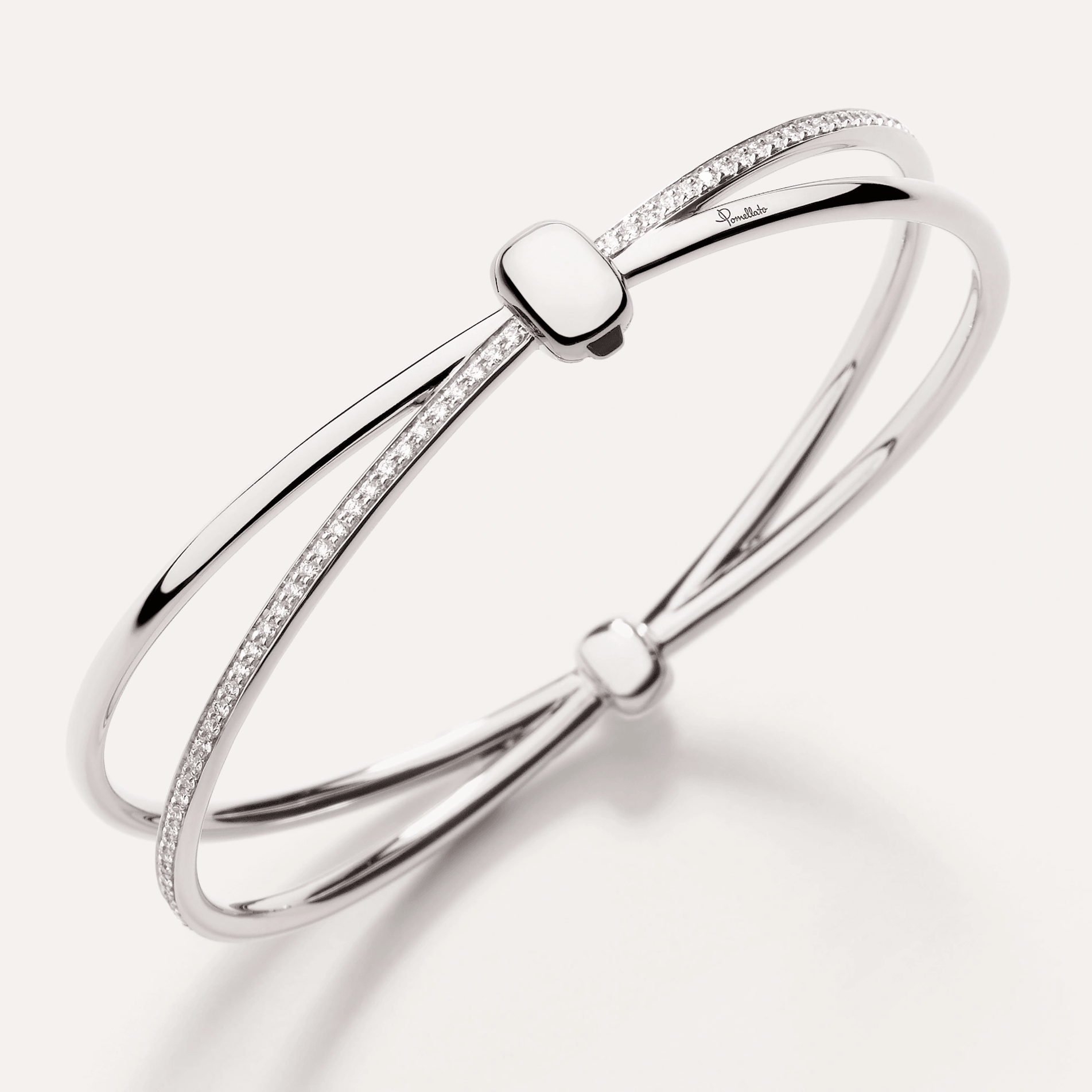 Pomellato Together Bangle in 18k White Gold with Diamonds - Orsini Jewellers