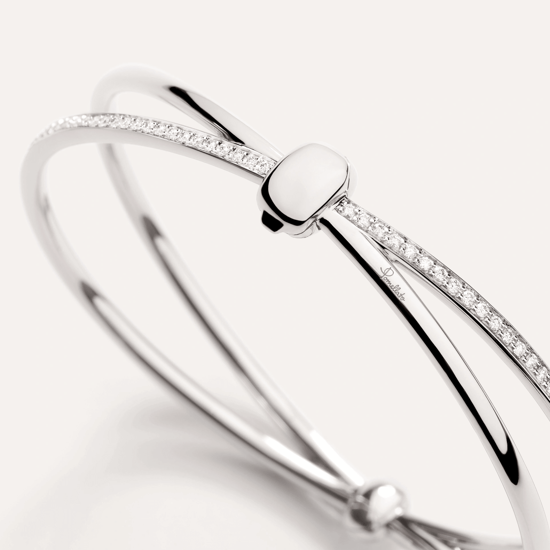 Pomellato Together Bangle in 18k White Gold with Diamonds - Orsini Jewellers