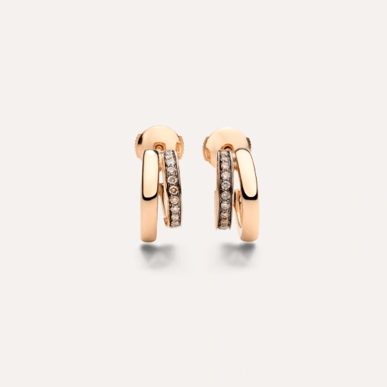 Pomellato Together Double Loop Earrings in 18k Rose Gold with Brown Diamonds - Orsini Jewellers