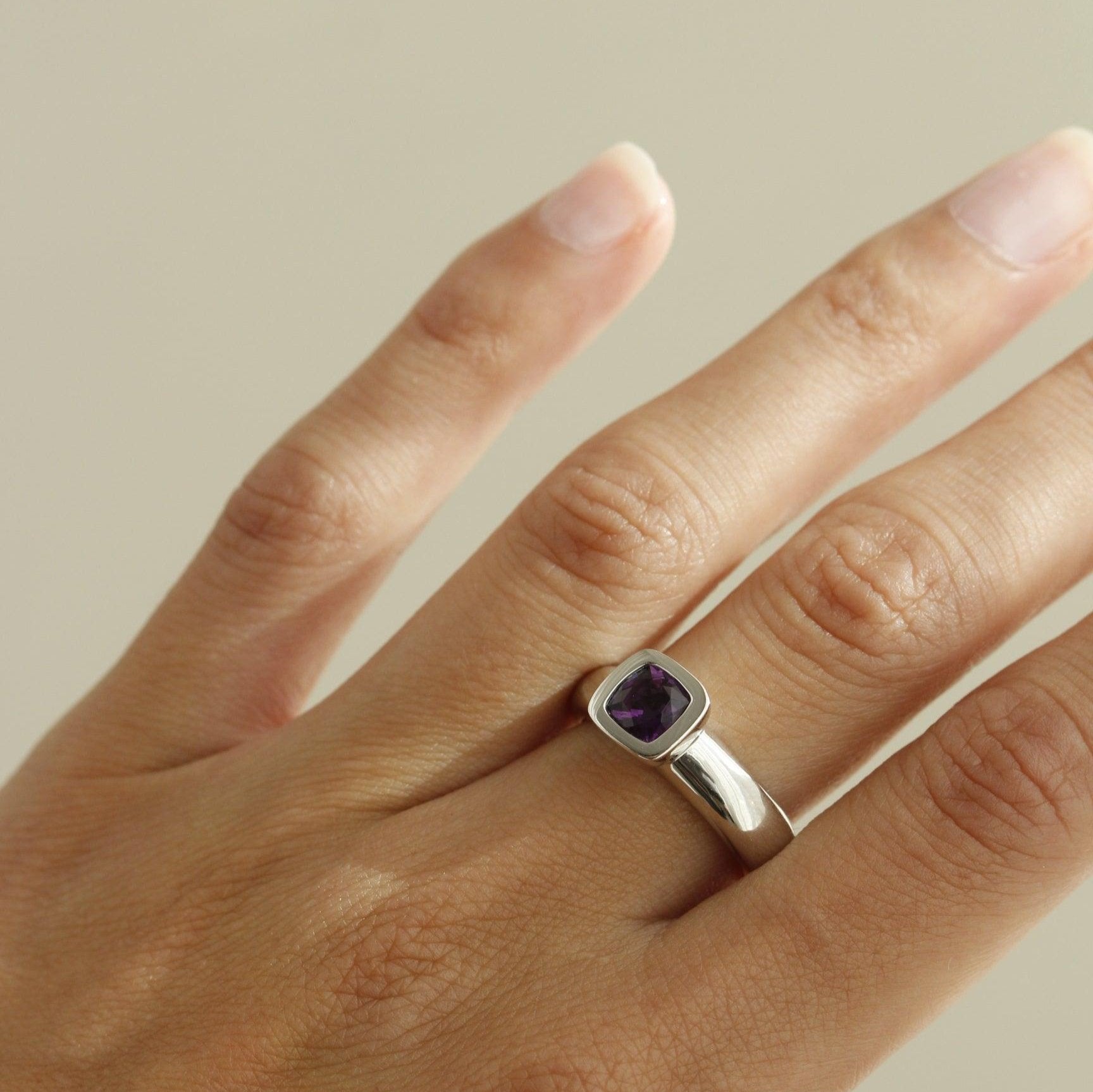 Tirisi Square Amethyst Ring in White Gold - Orsini Jewellers