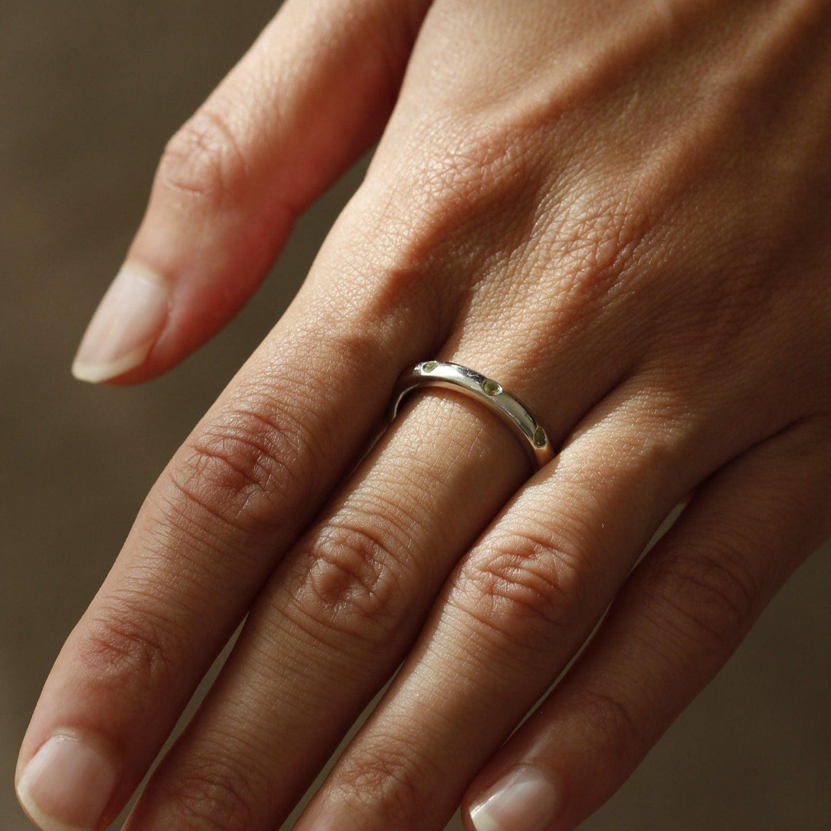 Tirisi White Gold Band with Peridots - Orsini Jewellers