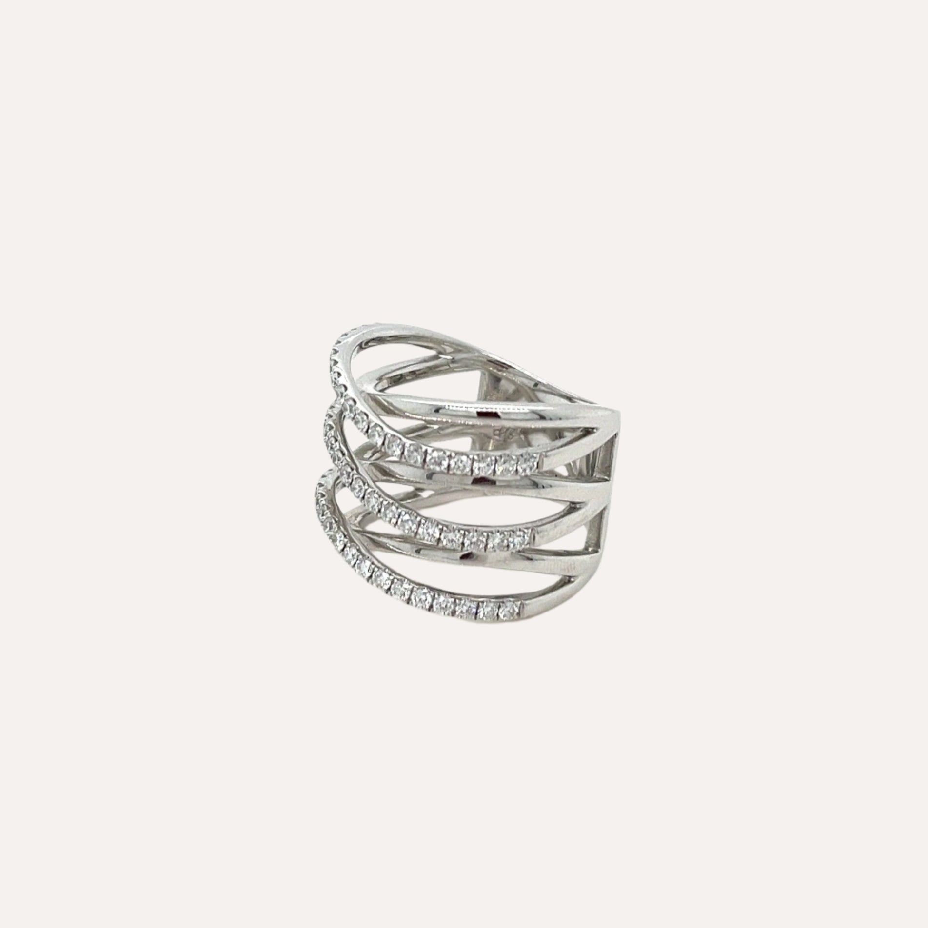 Wave Ring in 18k White Gold with Diamonds - Orsini Jewellers