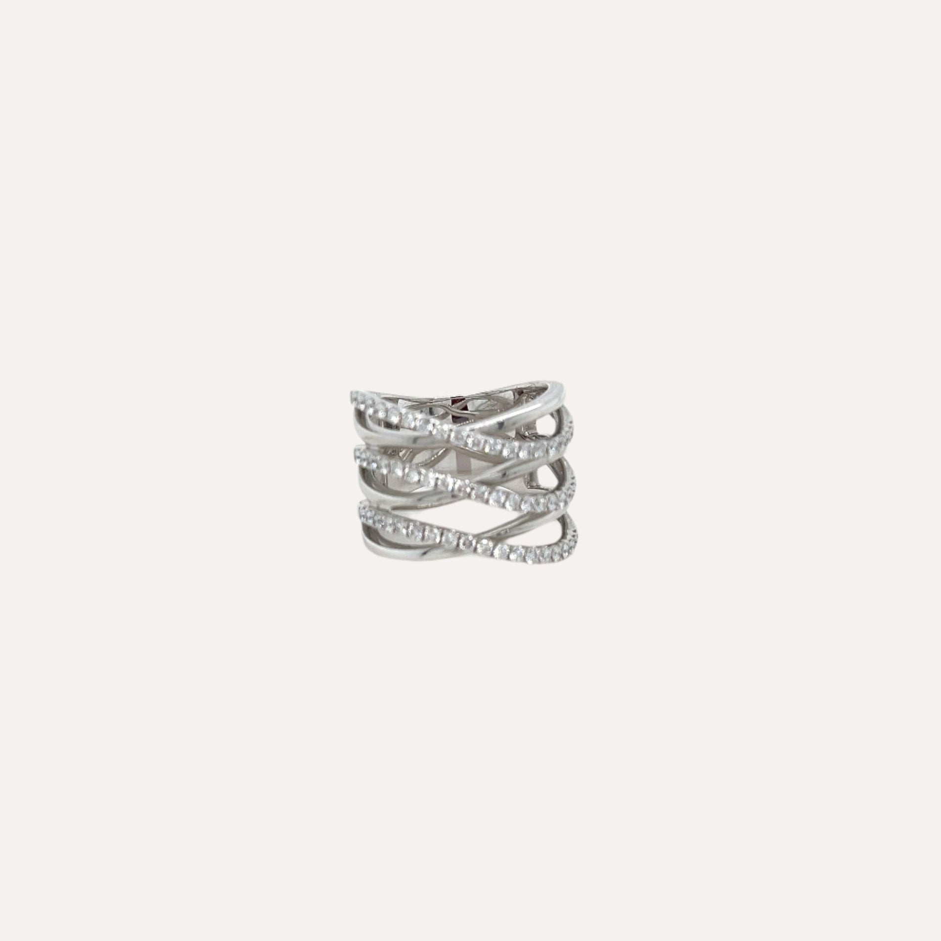 Wave Ring in 18k White Gold with Diamonds - Orsini Jewellers