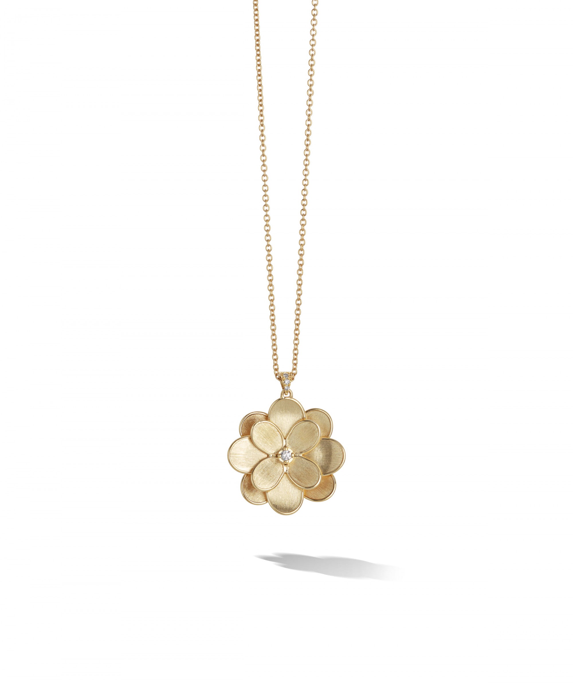 Marco Bicego Petali 18K Yellow Gold & Diamond Small Flower Pendant Necklace