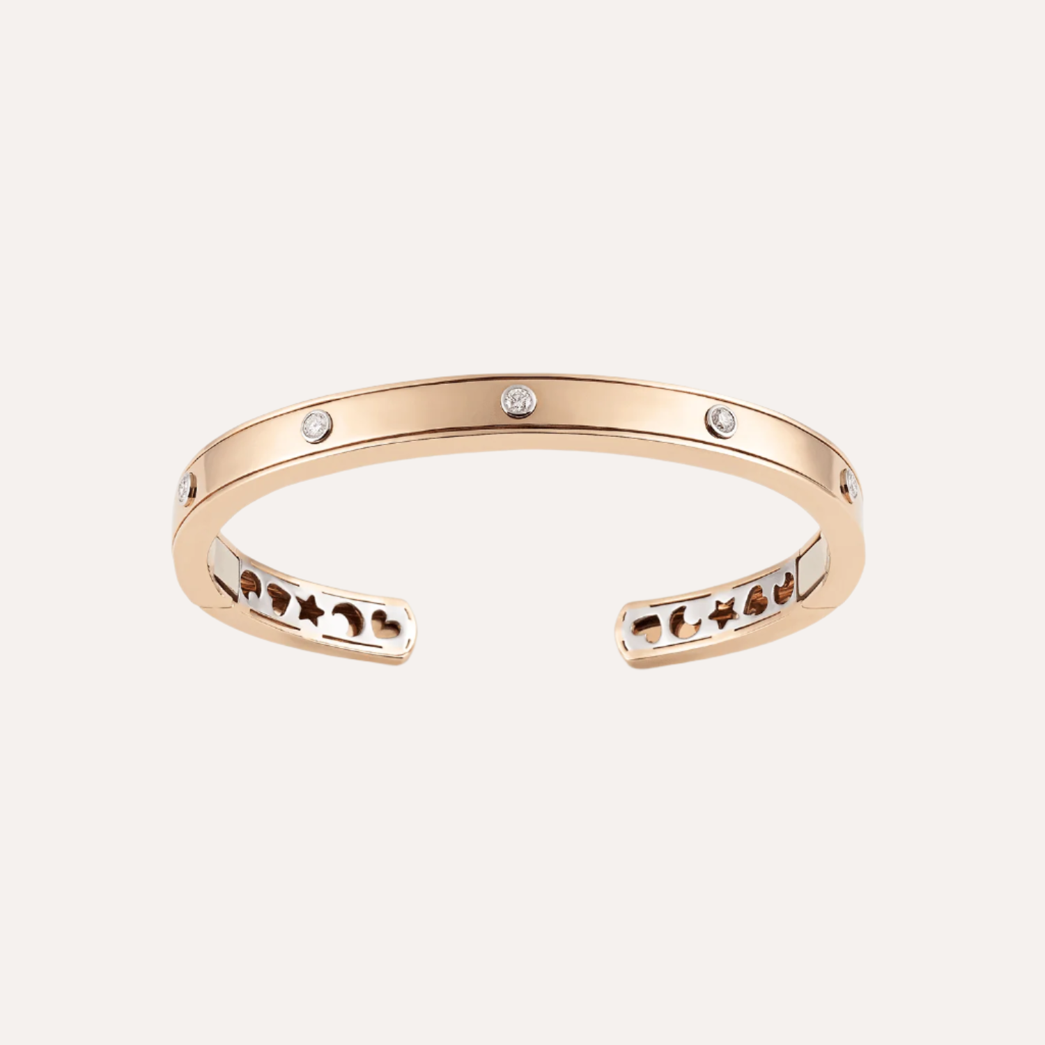 Al Coro Amori Bangle in 18k Rose Gold with White Diamonds - Orsini Jewellers