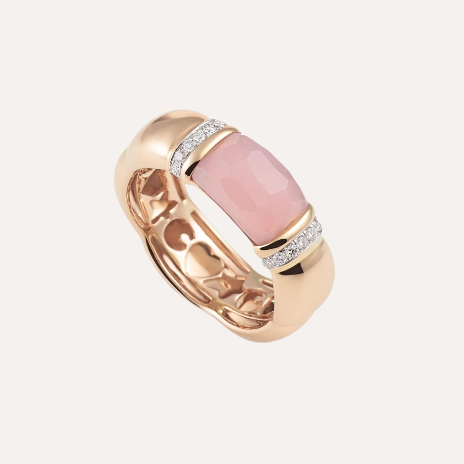 Al Coro La Piazza Ring Diamond Chalcedony Pink 18k Gold - Orsini Jewellers