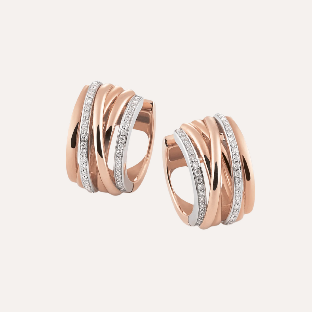 Al Coro Mezzaluna Diamond Earrings in 18k Rose Gold - Orsini Jewellers