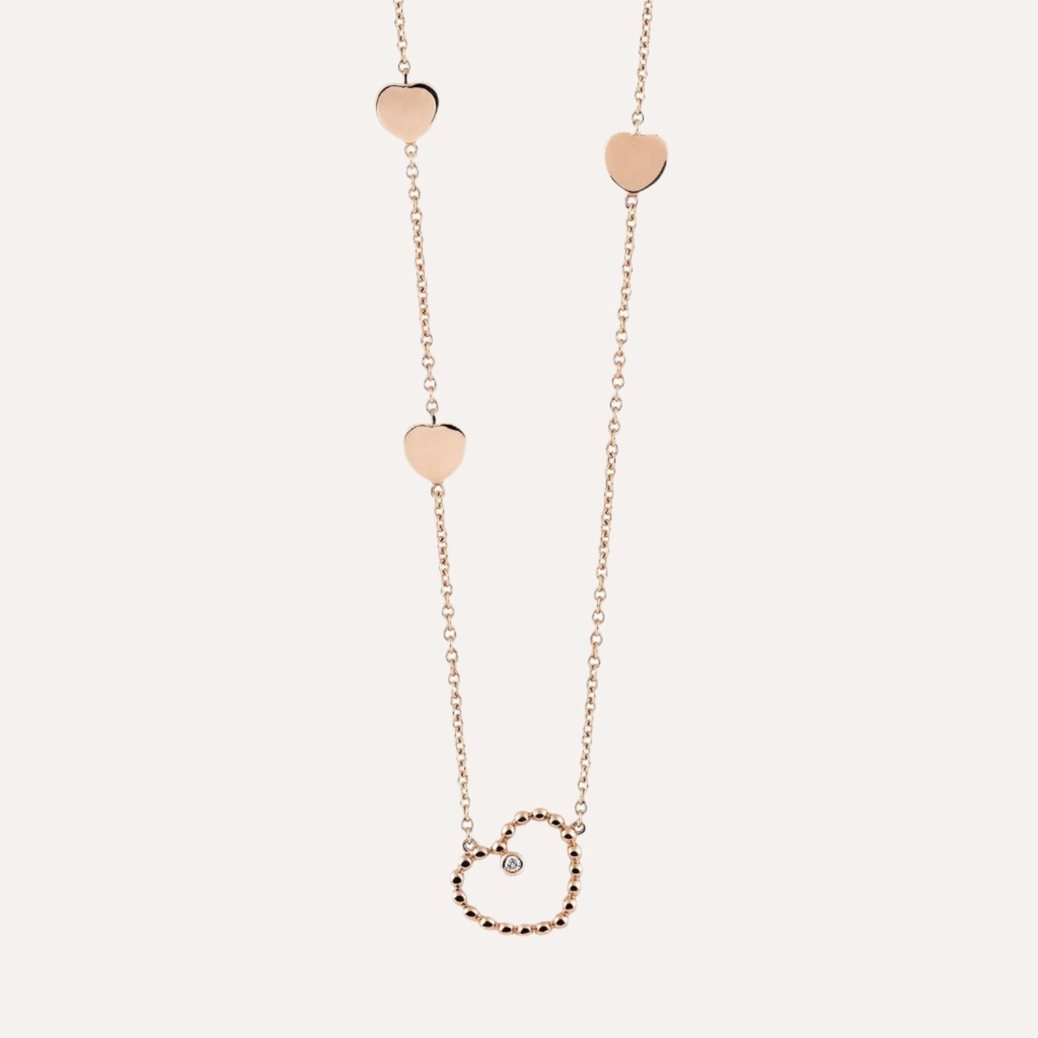 Al Coro Palladio Heart Necklace in 18k Rose Gold with Diamond - Orsini Jewellers