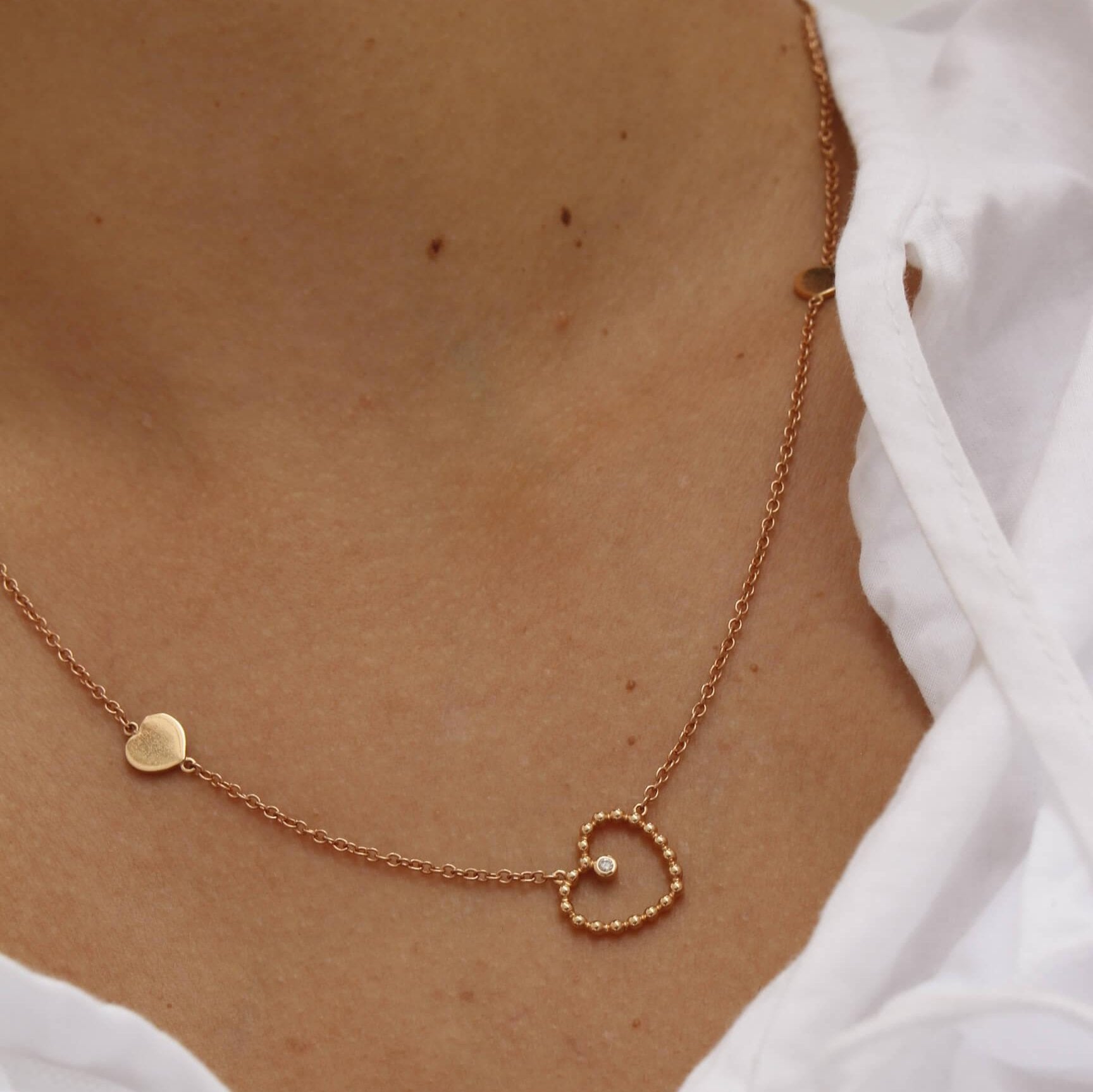 Al Coro Palladio Heart Necklace in 18k Rose Gold with Diamond - Orsini Jewellers