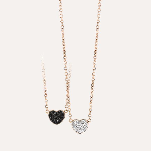 Al Coro Palladio Heart Necklace in 18k Rose Gold with Diamonds and Black Sapphires - Orsini Jewellers