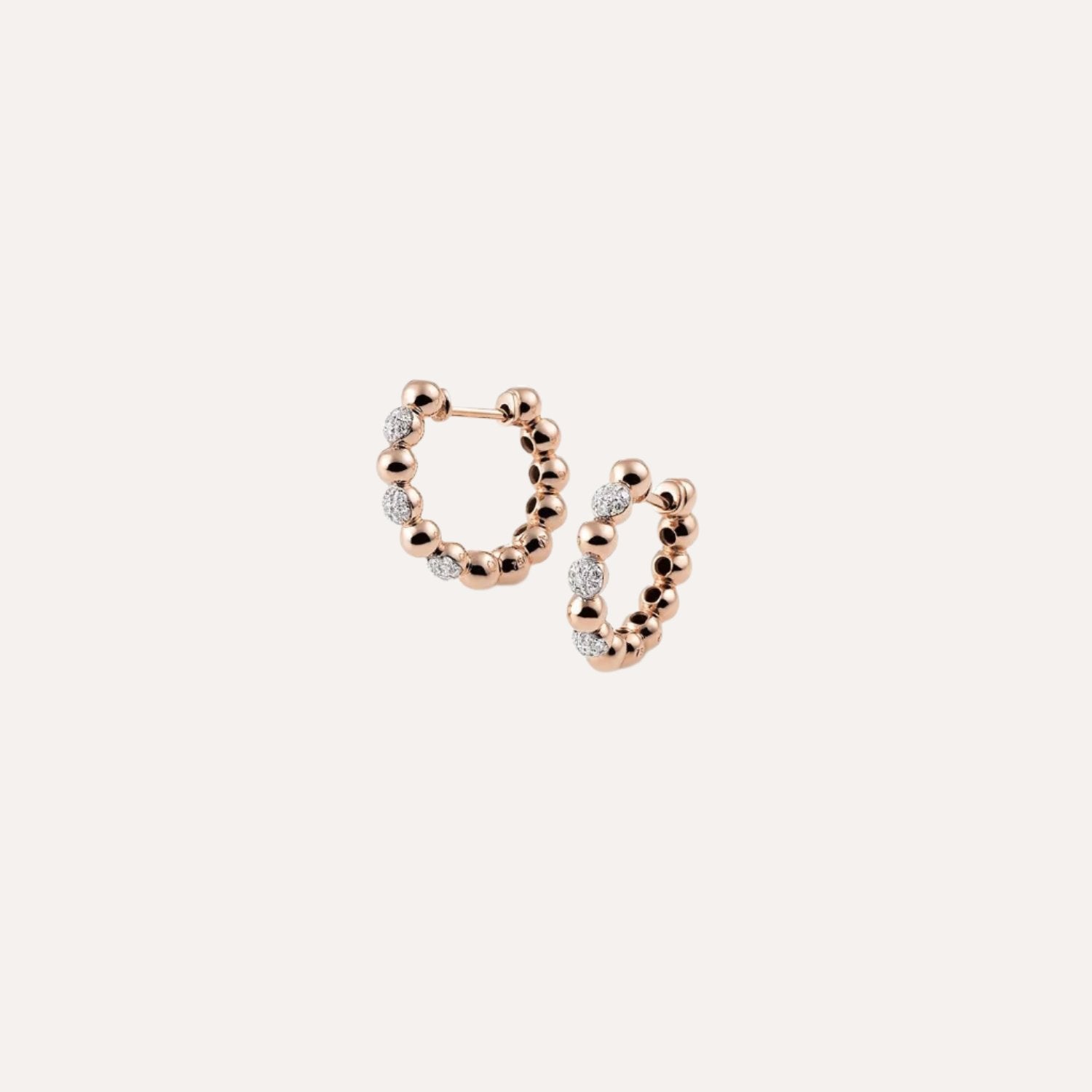 Al Coro Palladio Hoop Earrings in 18k Rose Gold with Diamonds - Orsini Jewellers