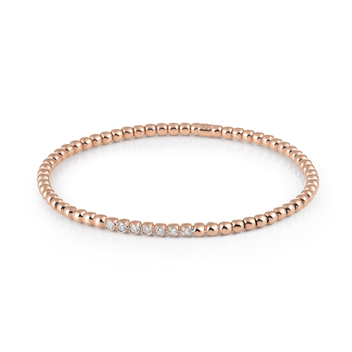 Al Coro Stretchy bracelet in 18k Rose Gold with 7 Diamonds - Orsini Jewellers