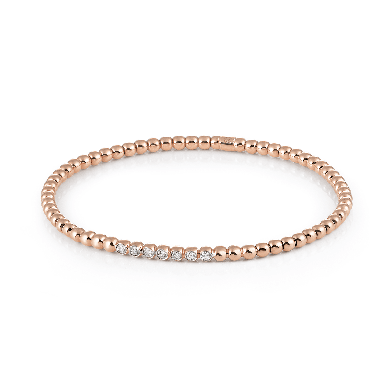 Al Coro Stretchy bracelet in 18k Rose Gold with 7 Diamonds - Orsini Jewellers