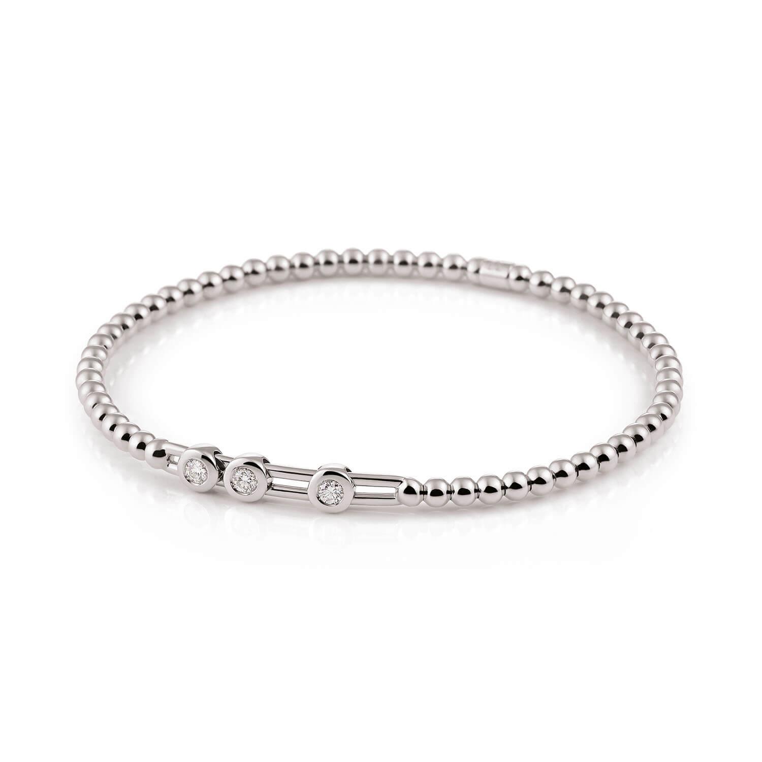 Al Coro Stretchy Bracelet in 18k White Gold 3 Sliding Diamonds - Orsini Jewellers