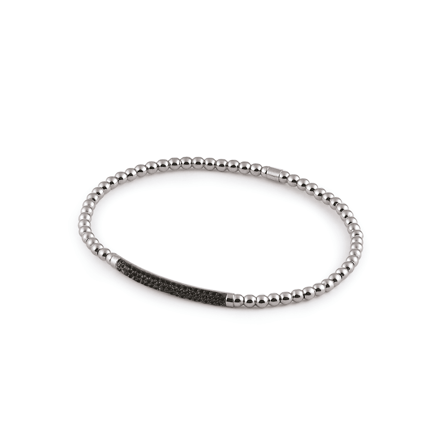 Al Coro Stretchy Bracelet in 18k White Gold with Black Sapphires - Orsini Jewellers