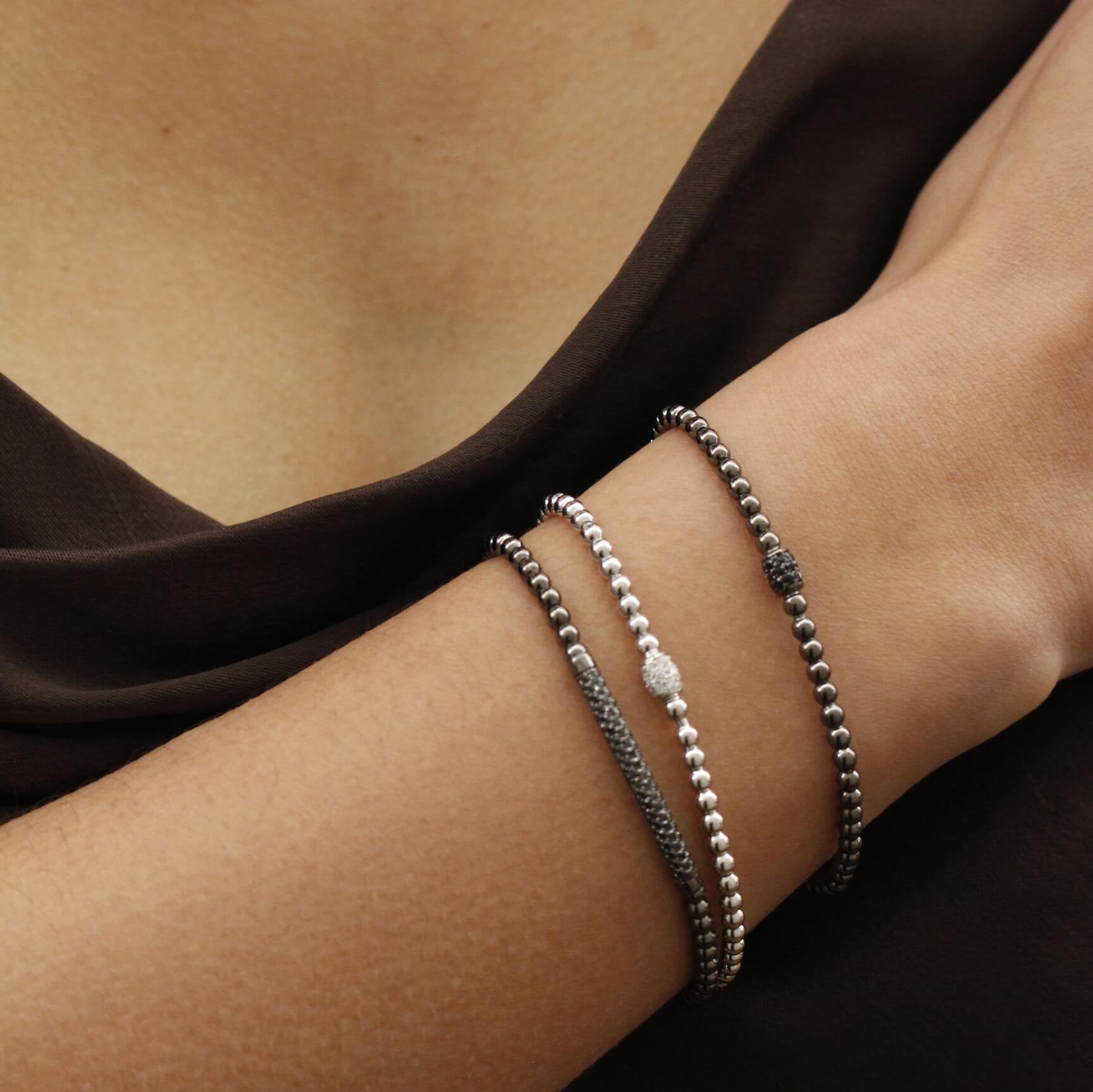 Al Coro Stretchy Bracelet in 18k White Gold with Diamonds - Orsini Jewellers