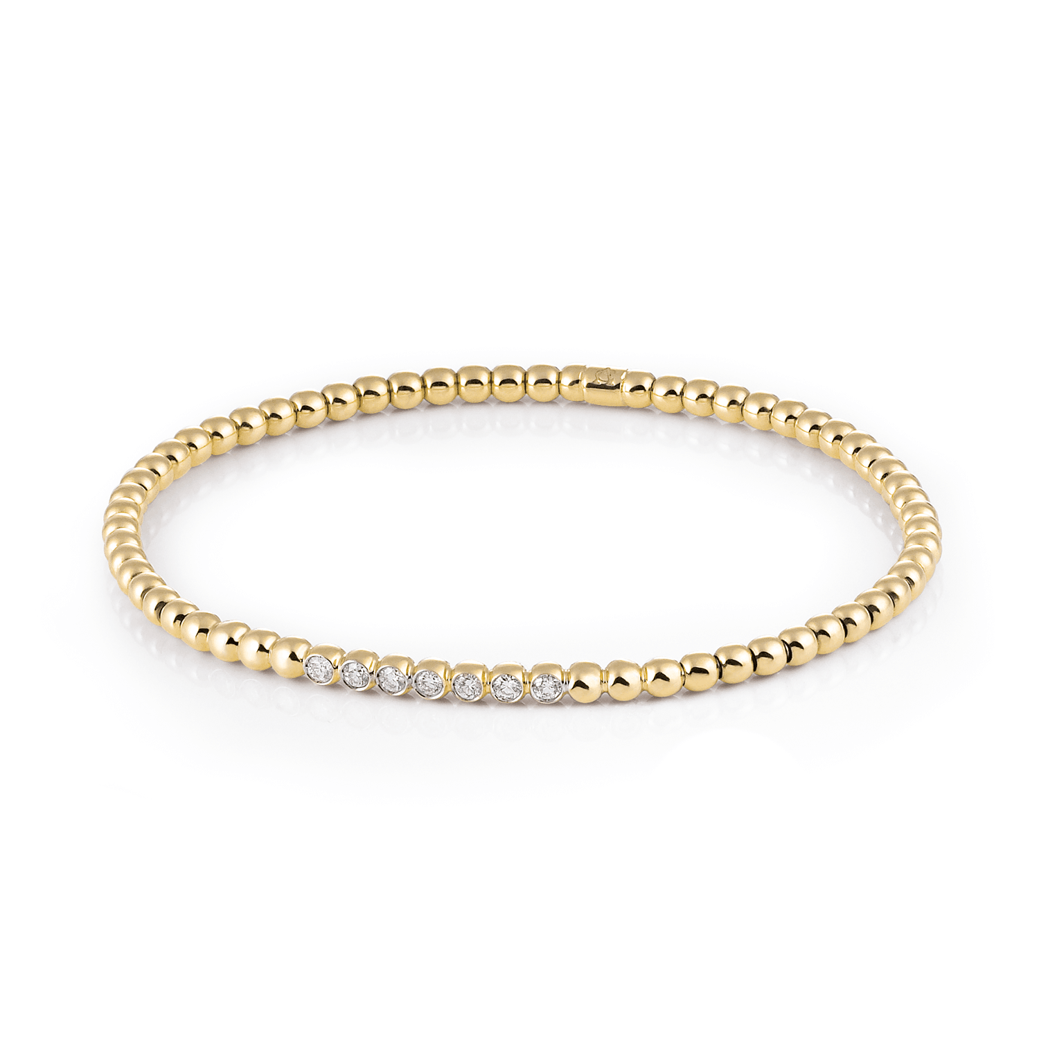 Al Coro Stretchy Bracelet in 18k Yellow Gold with 7 Diamonds - Orsini Jewellers