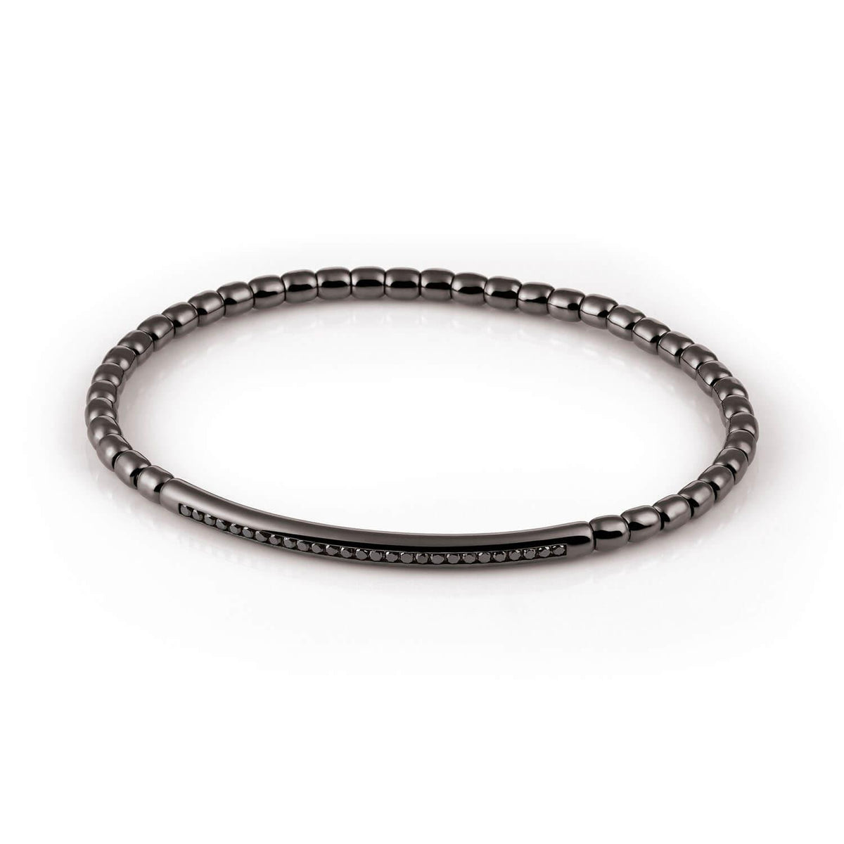 Al Coro Stretchy Men&#39;s Bracelet in Black Ruthenium with Black Diamonds - Orsini Jewellers