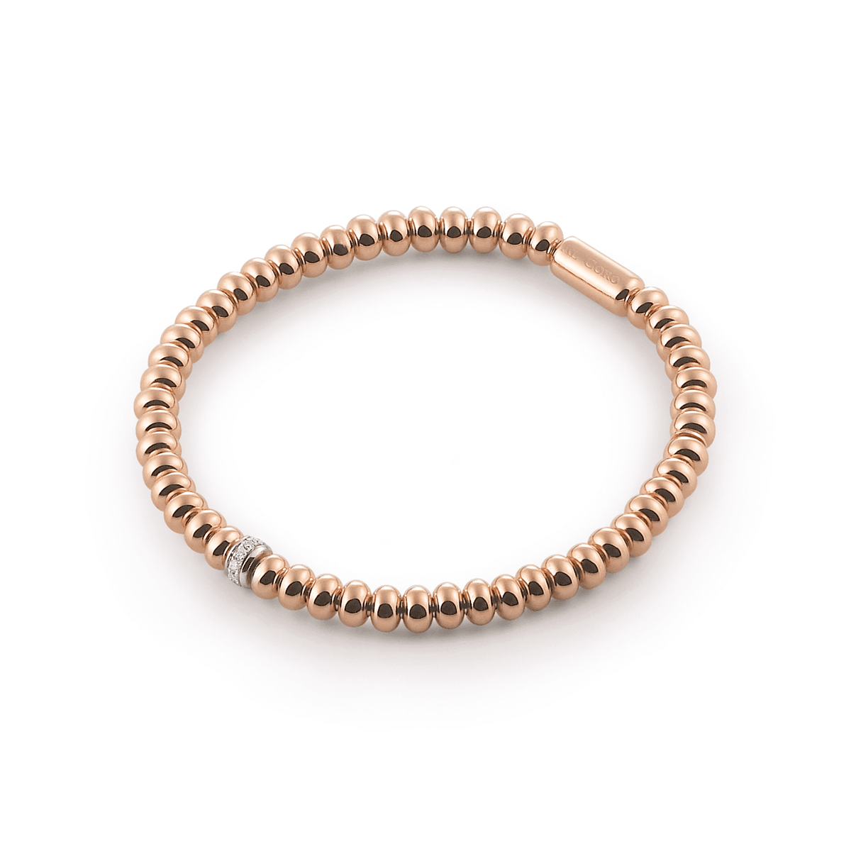 Al Coro Stretchy Rose Gold Ball with Diamonds Bracelet - Orsini Jewellers