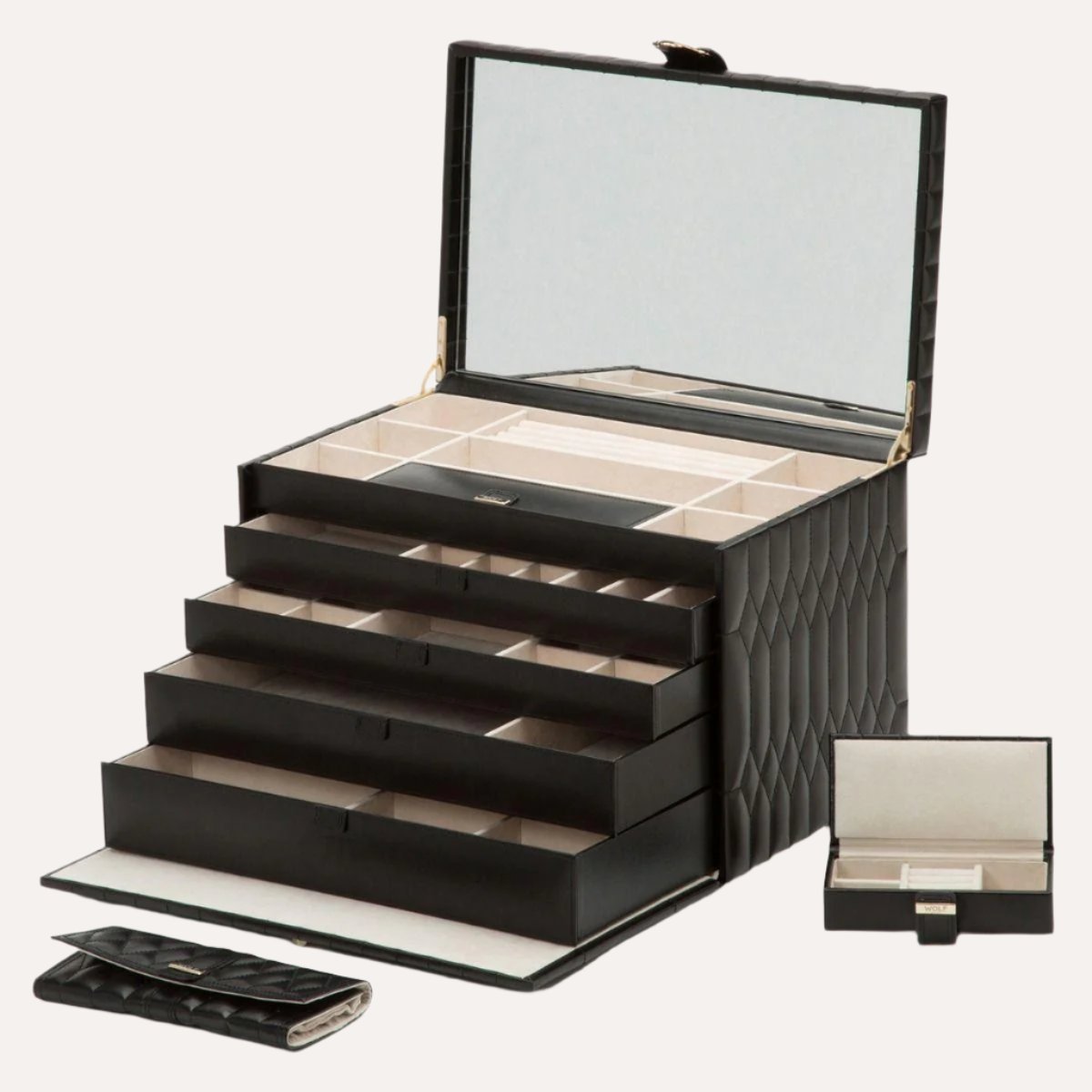 Caroline Black Coloured Extra Large Jewellery Case - Orsini Jewellers