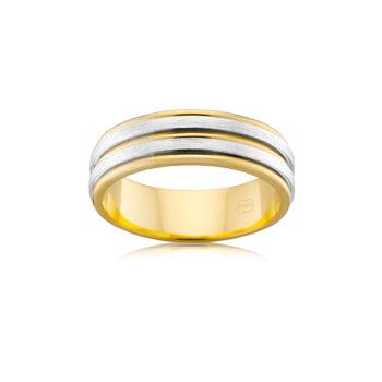 Double white &amp; yellow row wedding band - Orsini Jewellers