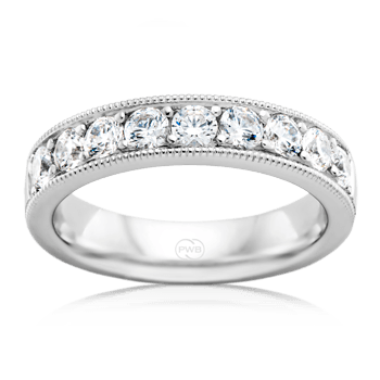 Extra Large Milgrain Patterned Diamond White Gold Wedding Ring - Orsini Jewellers