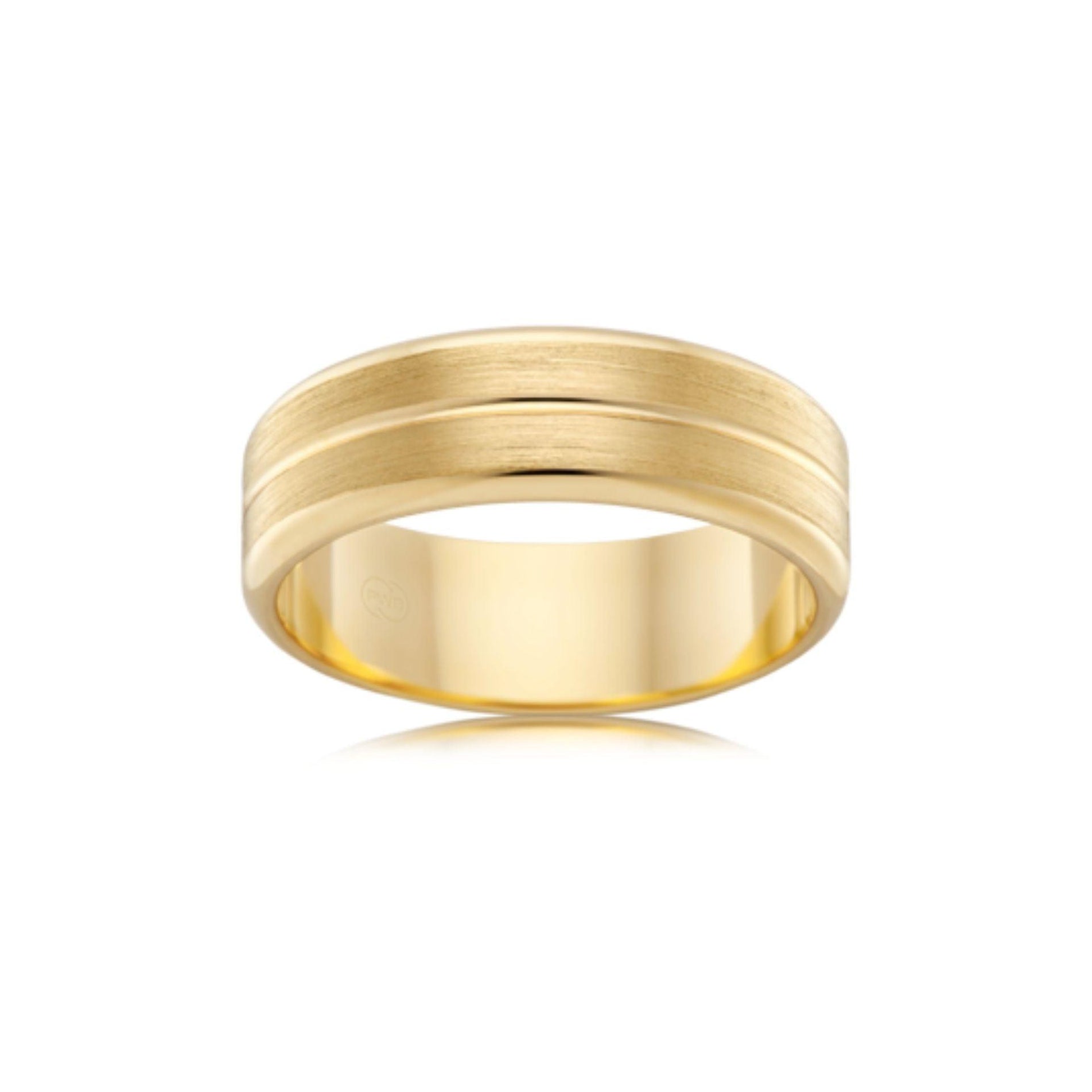 Flat Round Edge Parallel Grain with Single Groove Wedding Ring - Orsini Jewellers