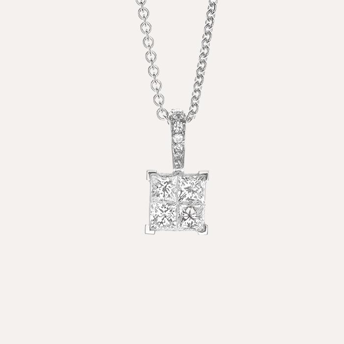 Hulchi Belluni Bellucci Quadrato Necklace in 18k White Gold with Diamonds - Orsini Jewellers