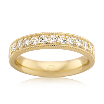 Large Milgrain Patterned Diamond Wedding Ring in Yellow Gold - Orsini Jewellers