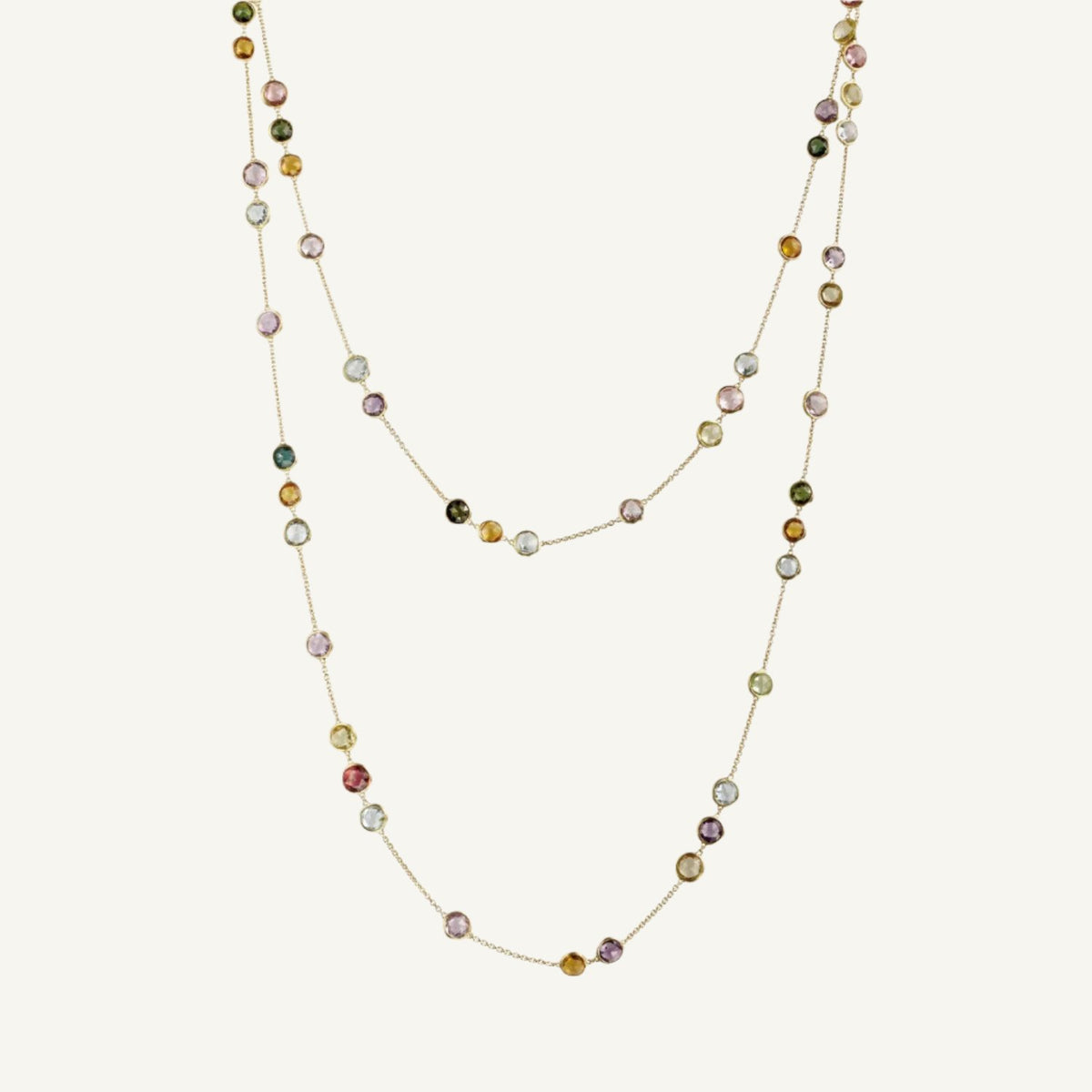 Marco Bicego Jaipur 18k Gold Gemstone Necklace Long - Orsini Jewellers