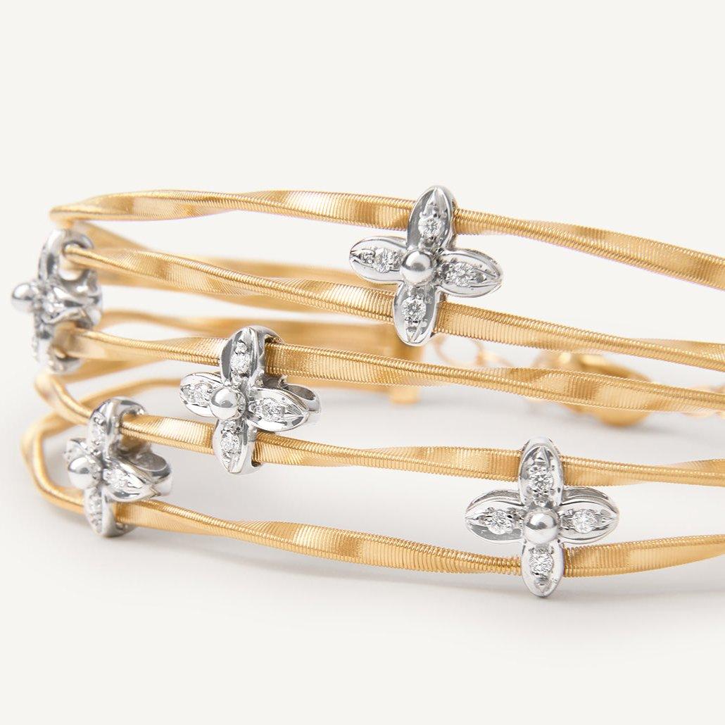 Marco Bicego Marrakech Onde Bracelet 5 Strand Floral 18k Gold with Diamonds - Orsini Jewellers