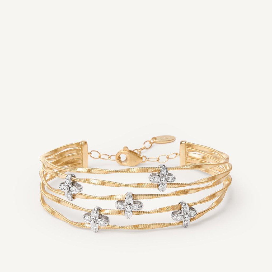 Marco Bicego Marrakech Onde Bracelet 5 Strand Floral 18k Gold with Diamonds - Orsini Jewellers