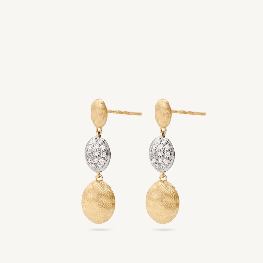 Marco Bicego Siviglia 18k Gold Diamond Earrings 3 Drop - Orsini Jewellers