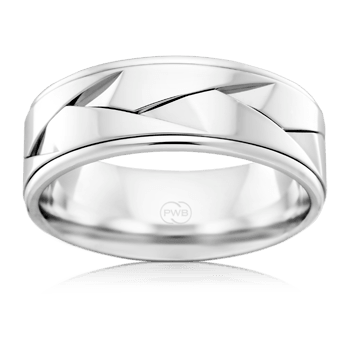 Men's Contemporary Patterned White Gold Wedding Ring - Orsini Jewellers