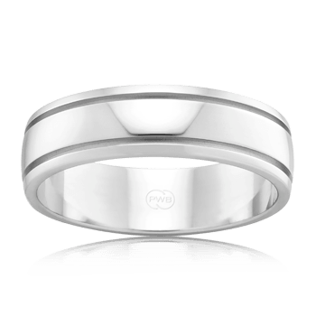 Men's Half Round Platinum Wedding Ring with Dual Grooves - Orsini Jewellers