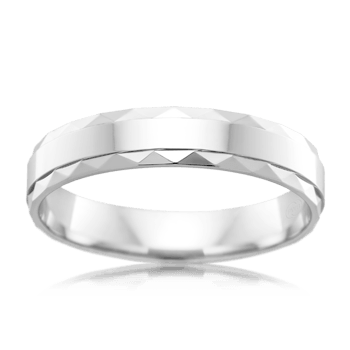 Men's Platinum Wedding Ring with Patterned Edge and Raised Mid - Orsini Jewellers