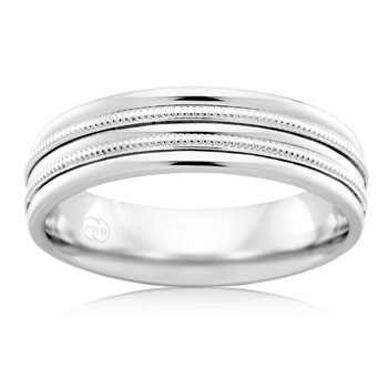 Men's White Gold Wedding Ring with Dual Milgrain Exterior Bands - Orsini Jewellers