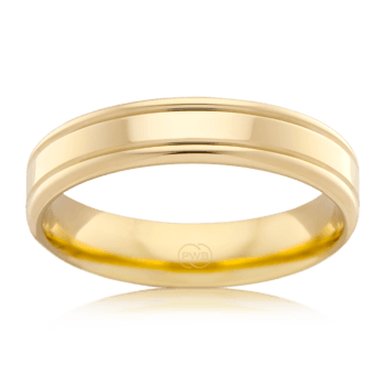 Men's Yellow Gold Wedding Ring with Dual Grooves - Orsini Jewellers