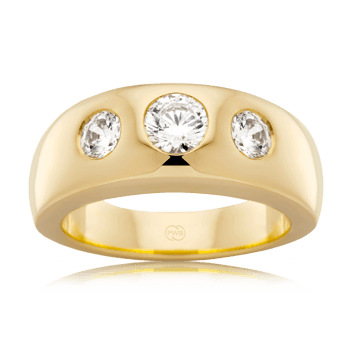 Mens Wedding Ring in Yellow Gold with Three Large Diamonds - Orsini Jewellers