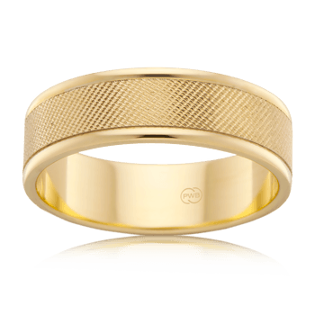 Mens Yellow Gold Diamond Cut Finished Wedding Ring - Orsini Jewellers