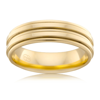 Mens Yellow Gold Wedding Ring with Dual Outer Bands - Orsini Jewellers