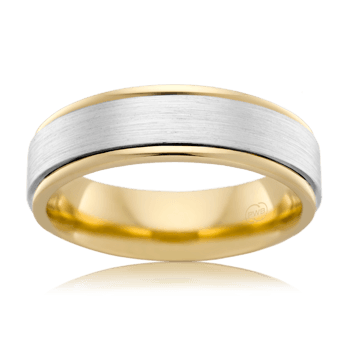 Mens Yellow Gold Wedding Ring with White Gold Outer Band - Orsini Jewellers