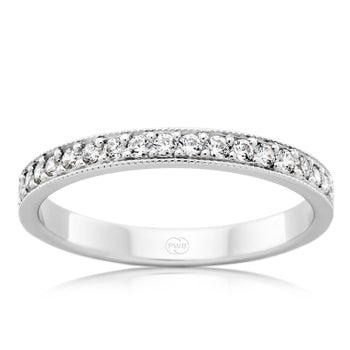 Platinum and Diamond Womens Wedding Ring with Milgrain Pattern - Orsini Jewellers