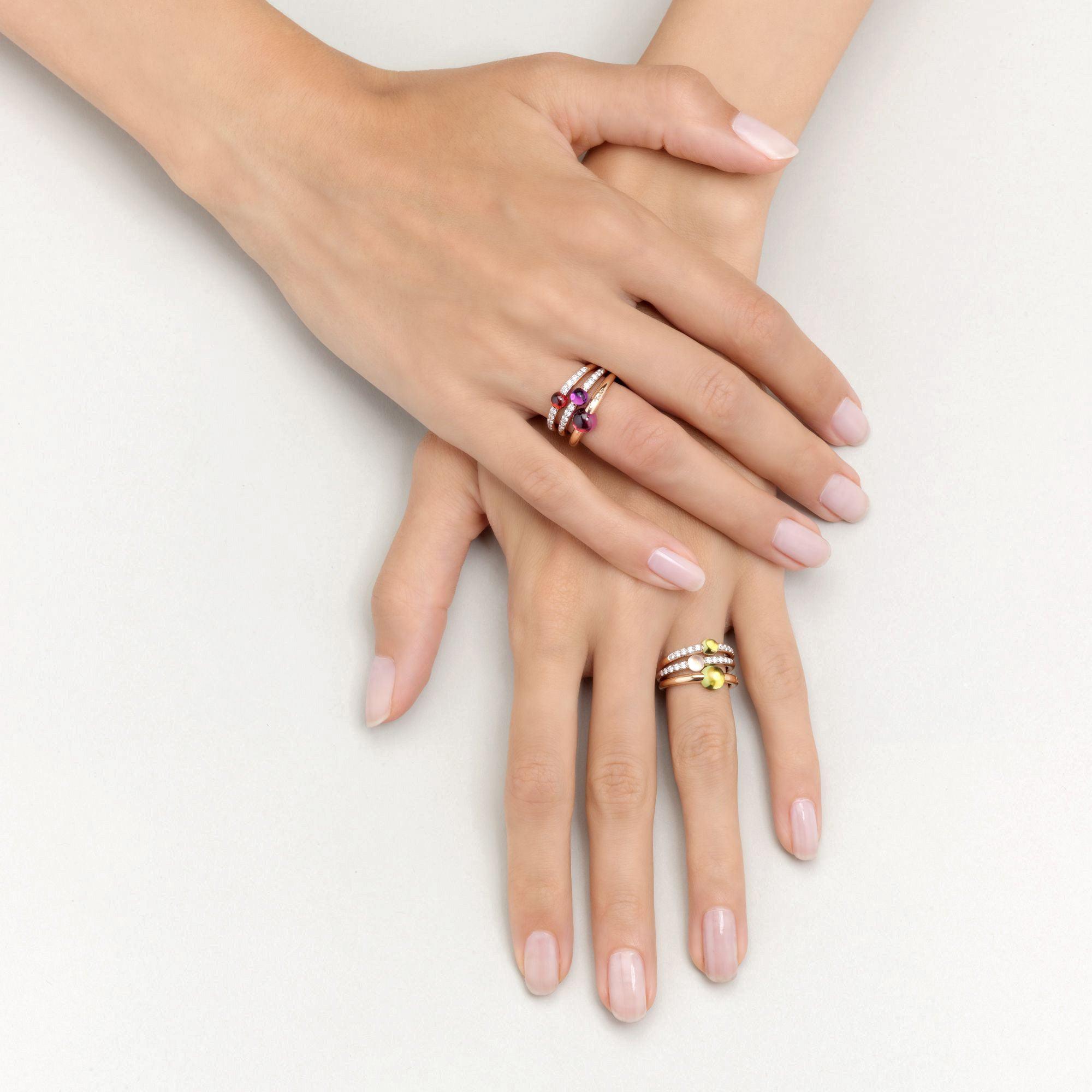 Pomellato Mama Non Mama Ring in 18k Gold with Diamonds and Peridot