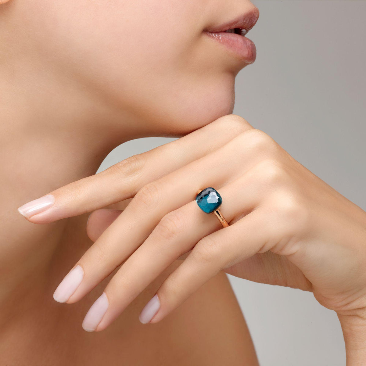 Pomellato Nudo Classic Ring 18k Gold with London Blue Topaz - Orsini Jewellers